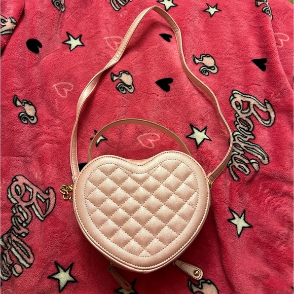 RARE Polly Pocket heart purse quilted baby pink with gold letters - Picture 6 of 7
